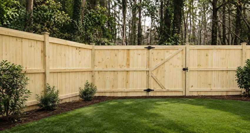 Custom wood privacy fence installed by New Life Outdoors